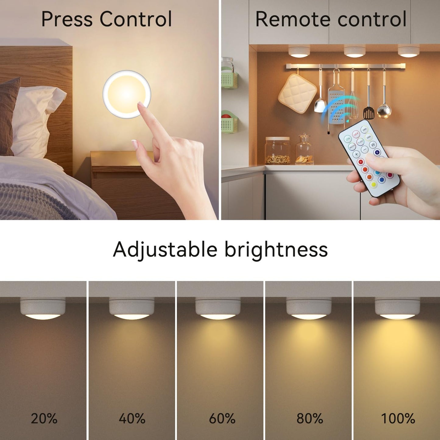 SEMSMOKS LED Puck Lights with Remote, Battery Operated -6 Pack
