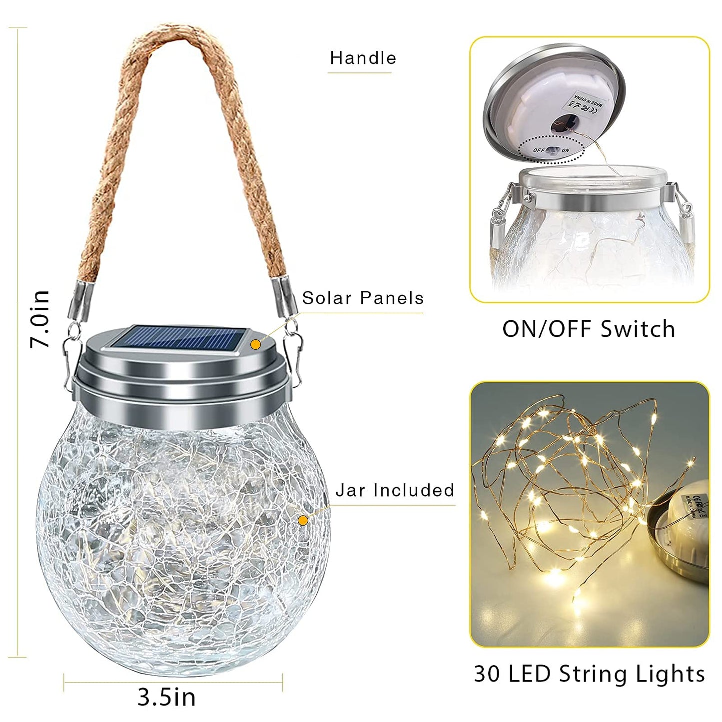 ROSHWEY Solar Lantern Gifts for Women, 2 Pack Hanging Garden Decor Lights Outdoor Waterproof with 30 LED for Halloween Christmas Easter Gift