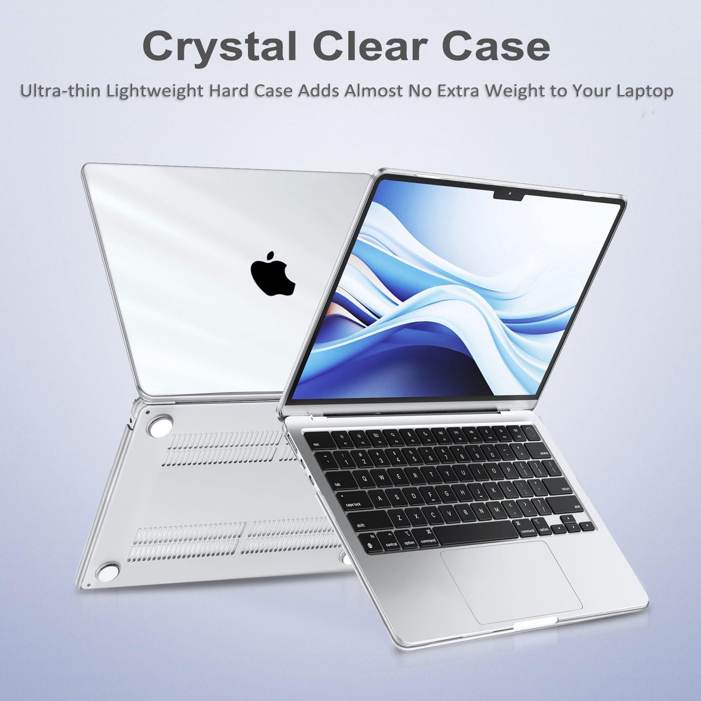 MOSISO Compatible with MacBook Air 13.6 inch Case M4 M3 M2 A3240 A3113 A2681, Protective Hard Shell Cover for MacBook Air Case M4 M3 M2 13 inch Touch ID 2025 2024 2023 2022 Release, Crystal Clear