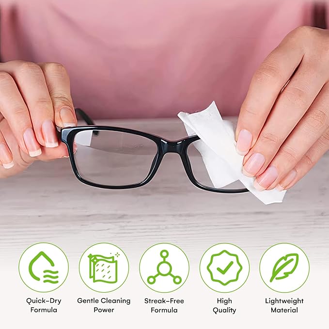 Care Touch Lens Wipes for Eyeglasses- 210 Count Individually Wrapped Pre-