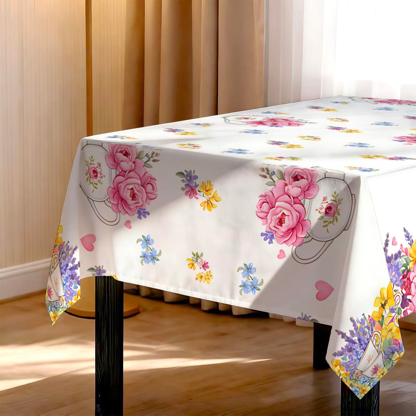 GAGEIZO Reusable & Waterproof Rectangular Tablecloths for Kitchens, Parties, Birthdays, Patios, and Outdoor Events Decorations Floral Table Cloth,6FT/102 x 60 Inch