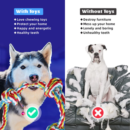LARGE Dog Rope Toys (Extremely Durable and Strong) For Large And Medium Dog - EXTRA LARGE DOG TOYS For Aggressive CHEWERS - NEARLY INDESTRUCTIBLE - Sturdy Rope - Tug Of War Rope for Teething (5PCS)