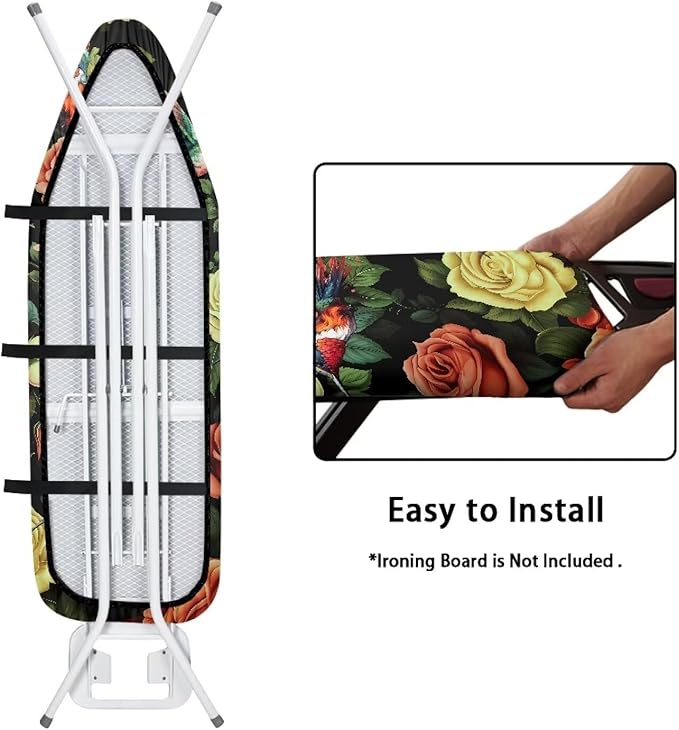 Rose Hummingbird Ironing Board Cover and Pad 15x54 Removable Padding Decorative