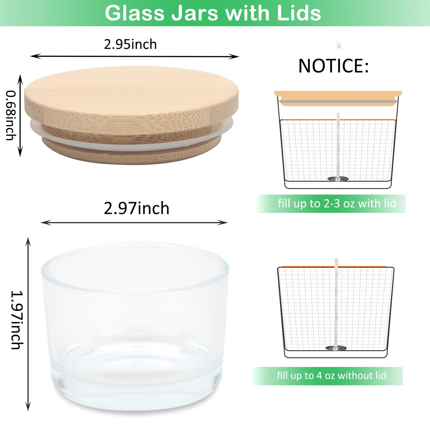 MILIVIXAY 20 Pack 4 OZ Clear Glass Candle Jars with Lids and Candle Making Kits - Bulk Wide Mouth Small Empty Candle Jars for Making Candles - Spice, Powder Containers.