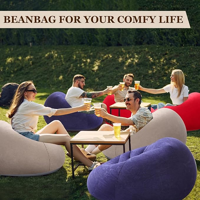 Realspring Inflatable Bean Bag Chairs Outdoor Blow up Camping Chairs Inflatable