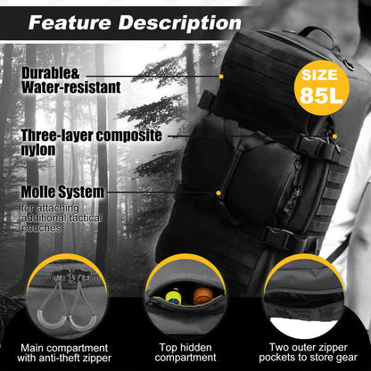 3 In 1 Tactical 30L Military Backpack Travel Duffle Bag for Weekender Gym Workout Deployment