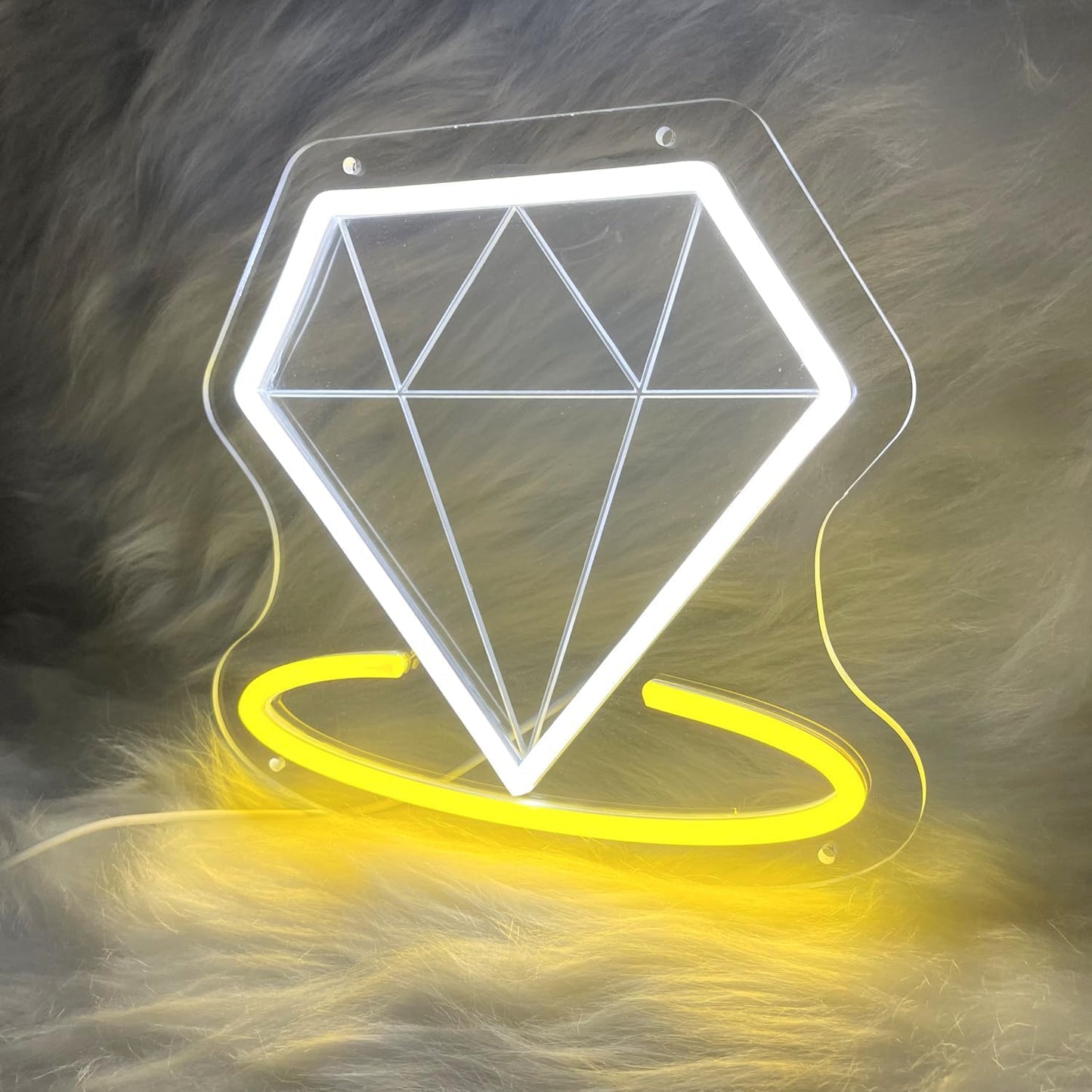 Sunchayi USB-Powered Diamond Beach Wave LED Night Light for Man Cave, Bedroom, Wedding, Living Room, Party, Bar - Adjustable Brightness Glowing Neon Sign