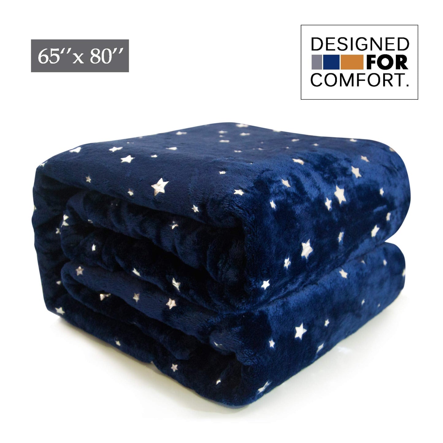 NANPIPER Throw Blanket, Ultra Soft Thick Microplush Bed Blanket, All Season Premium Fluffy Microfiber Fleece Throw for Sofa Couch (Twin Size 65"x80", Navy Blue)