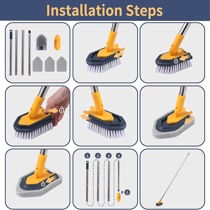 BOOMJOY Tub Cleaner Brush with Long Handle, No Scratch Shower Cleaning Brush