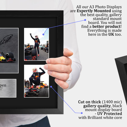 HWC Trading FR A3 Max Verstappen Gifts Printed Signed Autograph Presentation Display for F1 Formula 1 Racing Fans - A3 Framed
