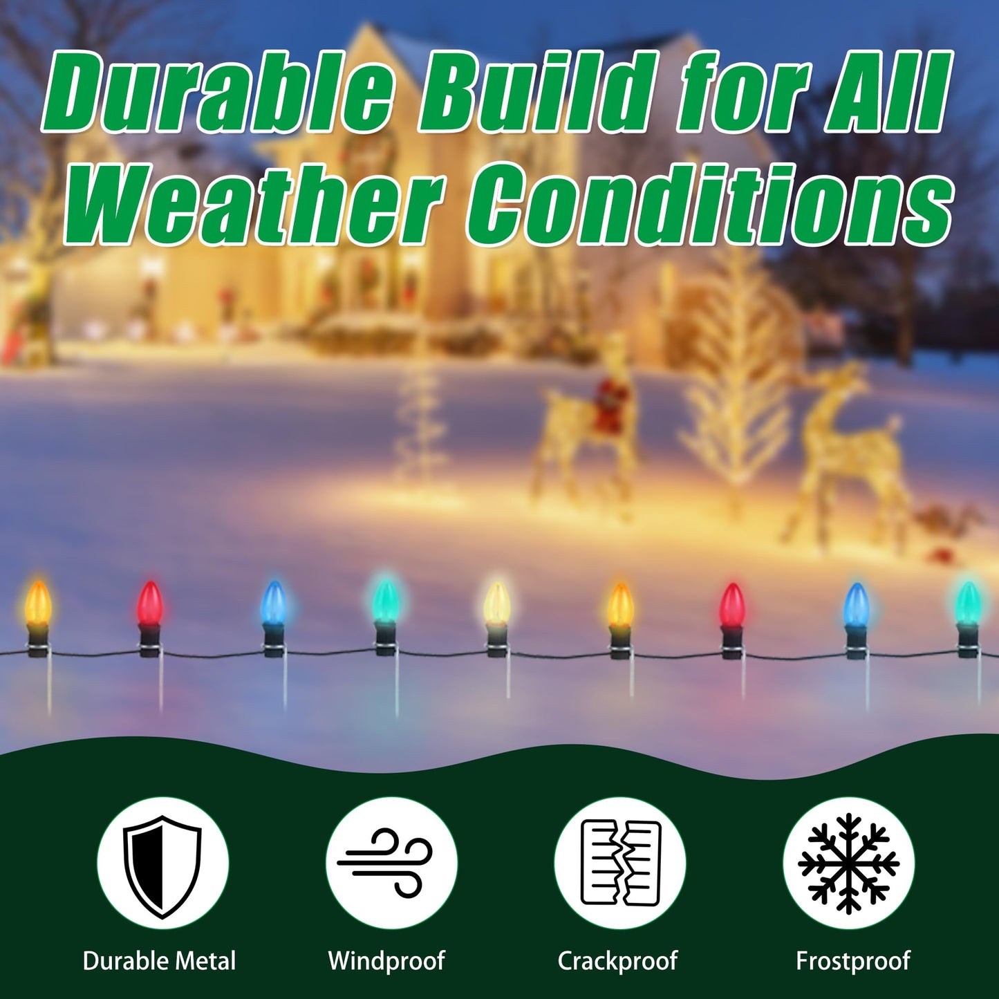 WBCBEC 60Pcs 12 Inch Metal Christmas Light Stakes Christmas Yard Lights Stakes Metal Light Stakes for Christmas Lights Yard Lawn Light Stakes for C7 and C9 Ground Stakes for Christmas Lights