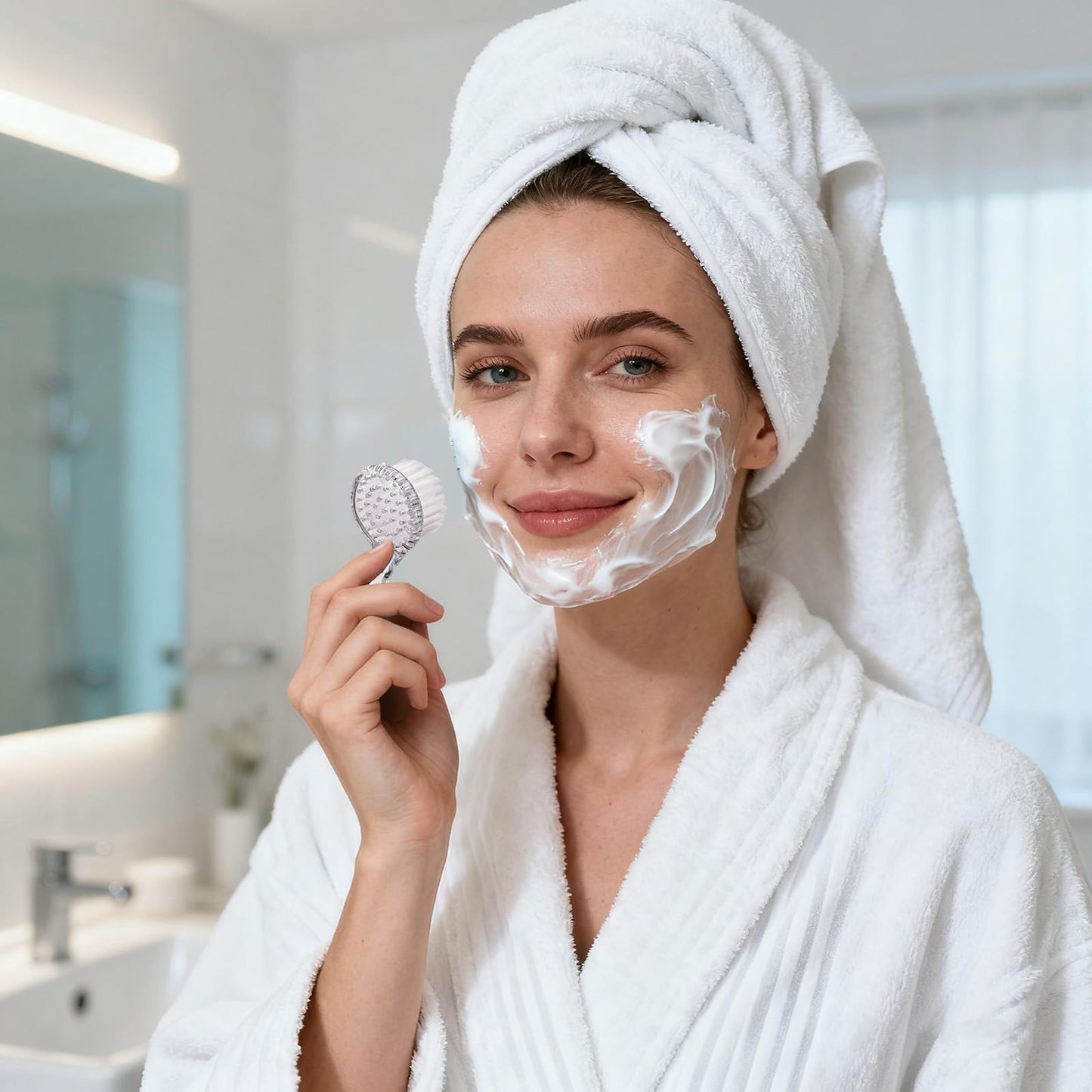 3 Pcs Facial Cleansing Brush, Useekoo Manual Face Brushes for Cleansing and Exfoliating, Face Scrubber to Massage, Deep Pore Exfoliation, Makeup Remove and Skin Care with Soft Bristles