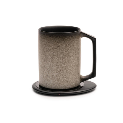 OHOM Ui Artist Collection Self-Heating Mug Set – Iron Noir | 12 fl oz / 355 mL Handcrafted Ceramic Coffee & Tea Mug with Heating Pad