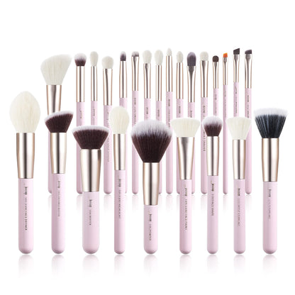 Jessup Brand 25pcs Professional Makeup Brush Set Beauty Cosmetic Foundation Powder Blusher Eyeshadow Blending Highlight Concealer Natural-Synthetic Hair Brushes Set (Pearl White/Silver)