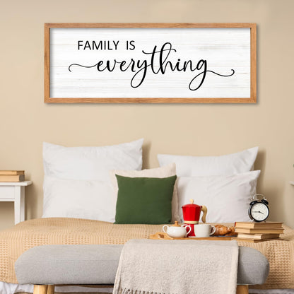 AuraPeak Family Is Everything Wall Decor Rustic Dining Room Sign for Horizontal Home Living Room Entryway Hallway Wood Hanging Plaque Wall Art Decoration (Wood 40"×15")