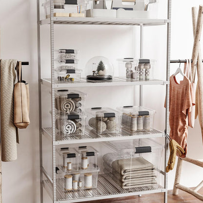 Superio Clear Plastic Storage Bin with Lid, 1.75 Qt, Non-Toxic, BPA Free, Odor Free, Organizer Storage Box, Stackable Plastic Tote for Home, Garage, School, and Office, X-Small