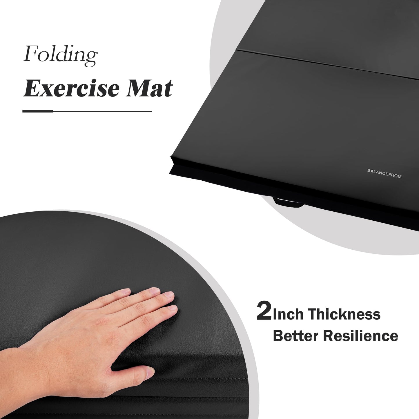 Fitvids Gymnastics Mat, 4'x8'x1.9" Thick Folding Home Gym Exercise Mat with Tear-Resistant PU Leather and Handles, Workout Mat for Yoga Pilates Tumbling Stretching MMA Core Workouts Wrestling