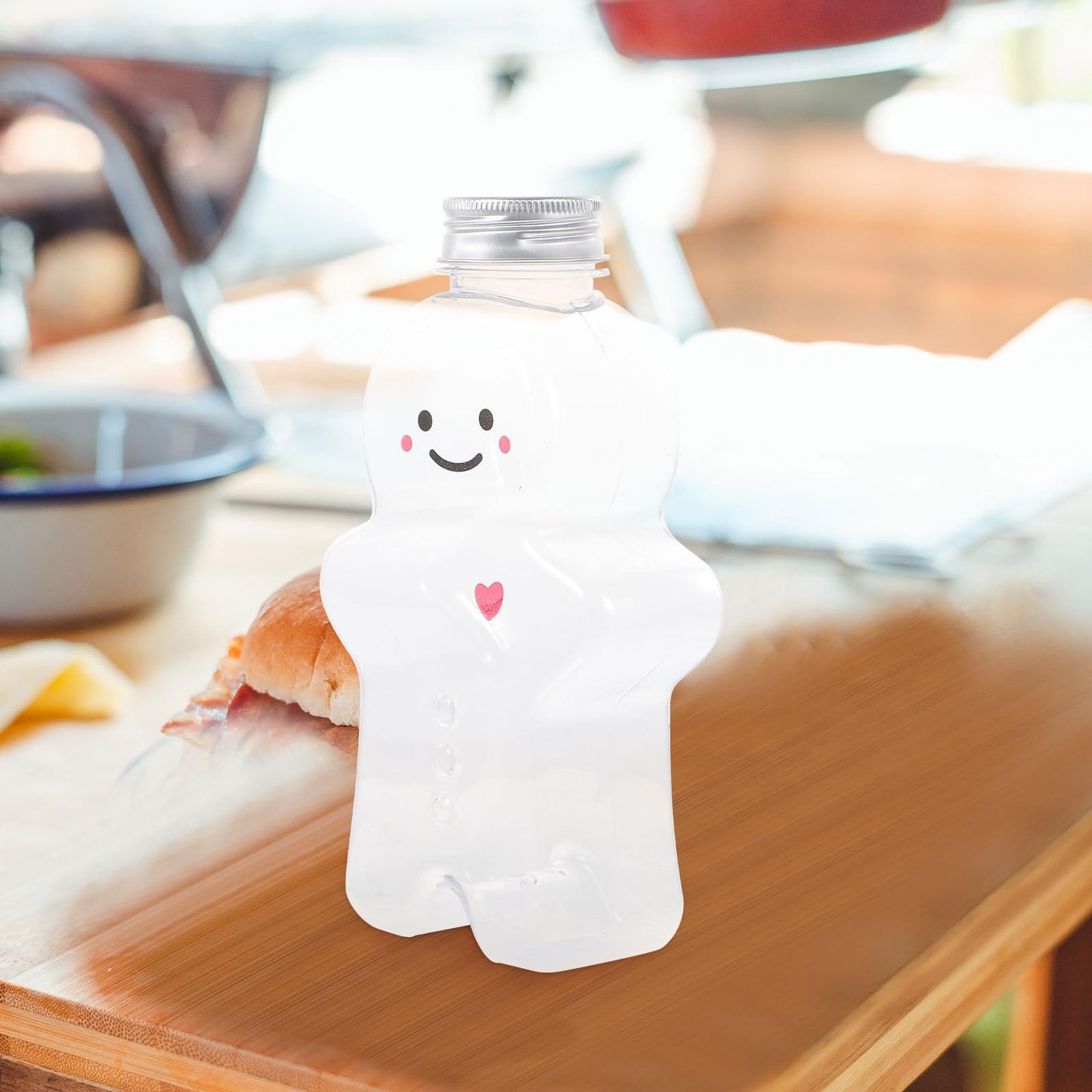 ARTIBETTER Gingerbread Plastic Juice Bottles, Empty Christmas Milk Beverage Bottle Gingerbread Man Cookies Jar Drink Containers Water Bottles Xmas Clear Candy Jar 3 Sets