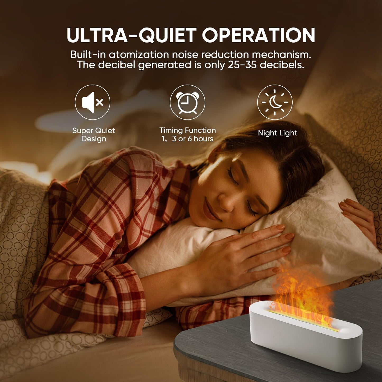 YALEDI Essential Oil Diffuser, Fireplace Flame Fire Oil Diffuser, 150ml Ultrasonic Cool Mist Aromatherapy Humidifier, Scent Aroma Diffuser with 7 Colors Light, Timer & Auto-Off for Home, Room (White)