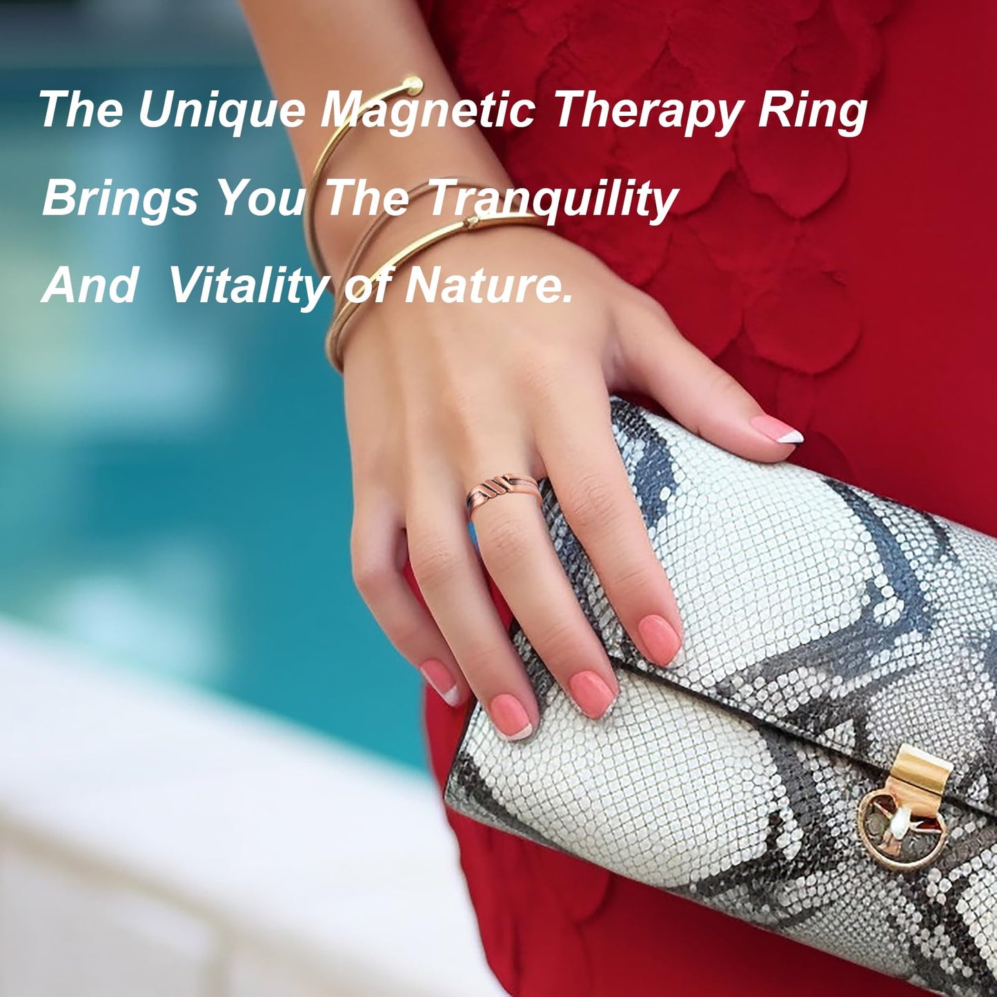 EnerMagiX Copper Ring for Women, 99% Pure Copper Adjustable Magnetic Rings, Jewelry（Tricolor Gold