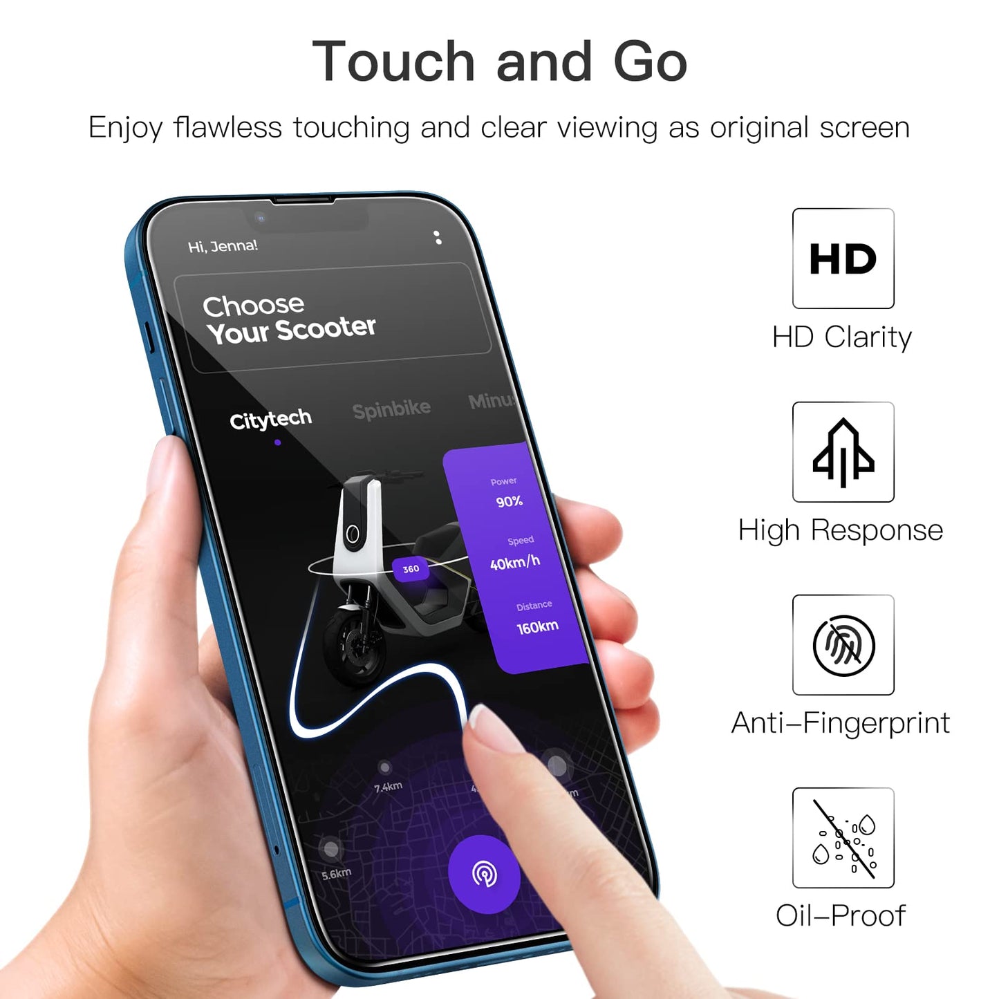 JETech Full Coverage Screen Protector for iPhone 16e 2025, iPhone 13/13 Pro 6.1-Inch, Tempered Glass Film with Easy Installation Tool, Case-Friendly, HD Clear, 3-Pack