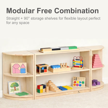 KRAND Horizontal Montessori Shelf 3-Tier Kids Storage Cabinet for Toys, Books, Arts & Crafts Supplies, Toddler Organizer for Nursery, Preschool & Daycare