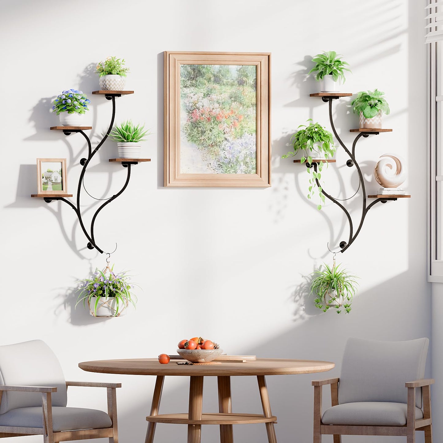 LATIBELL 2 Packs Wall Planters for Indoor Plants 8 Tiered Wall Mount Plant Holder Hanging Planters Wall Decor Living Room Plant Stand Indoor Wall Planter Plant Hanger Window Plant Shelves for Home
