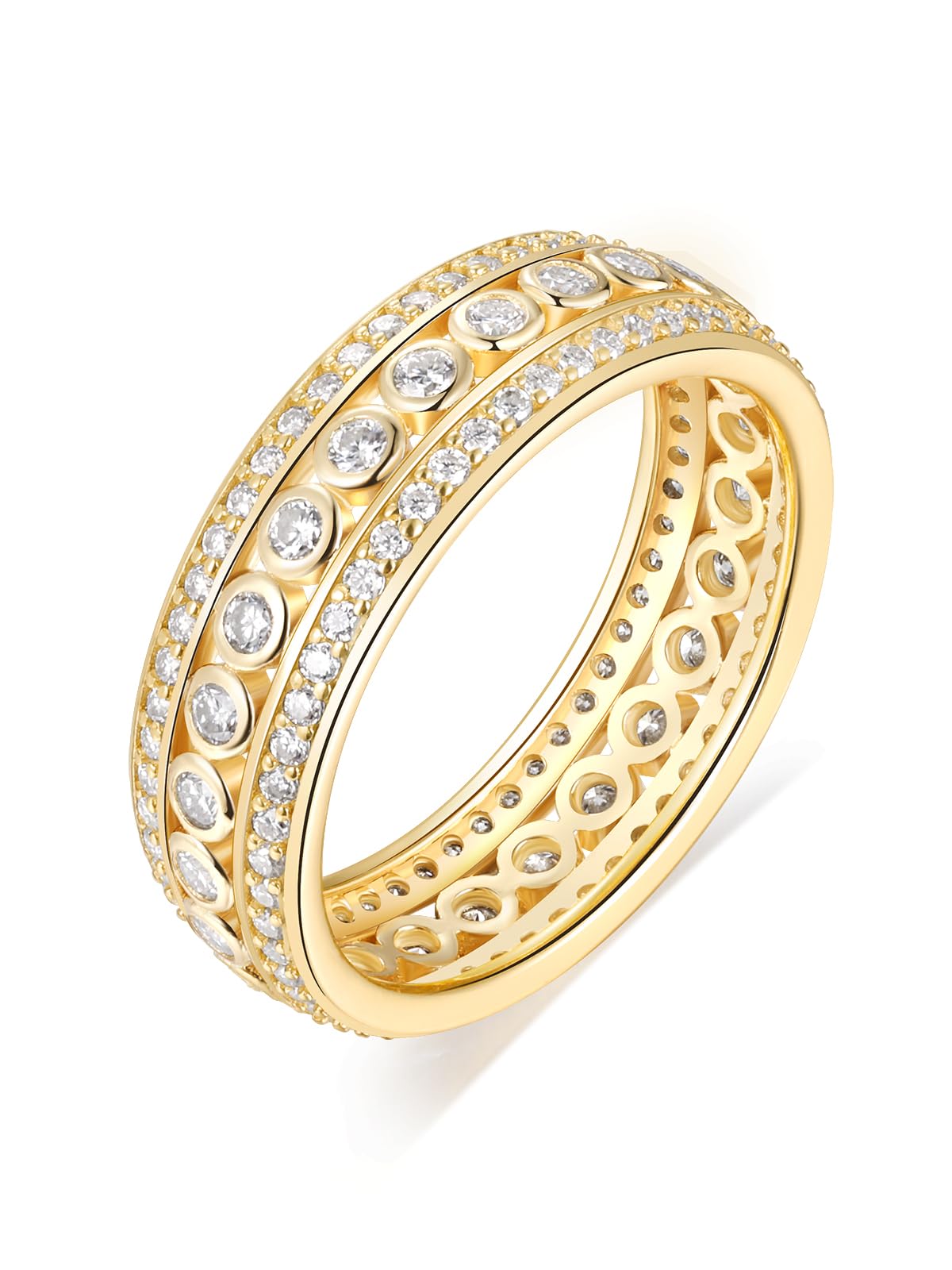 Frbod Moissanite Anniversary Ring for Women Men Sparkling Diamond Jewelry Hypoallergenic 14K Gold Plated Size 9