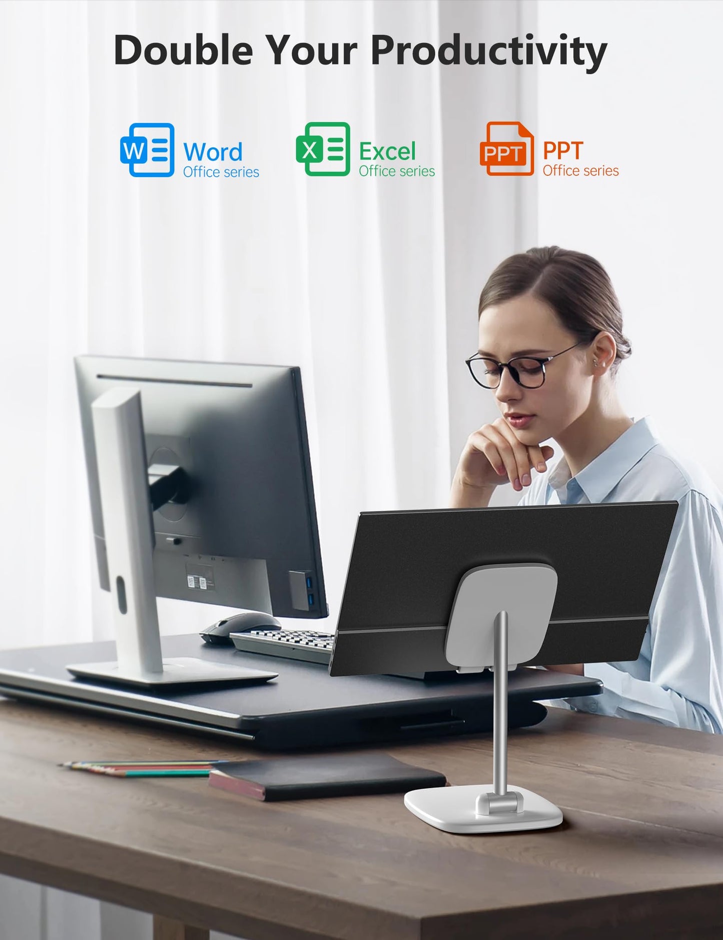 Portable Monitor 15.6 Inch 1080P USB-C HDMI Ultra-Slim Travel Monitor with Kickstand, for Laptop, PC, Mac Phone, PS, Xbox, Swich IPS Ultra-Thin Zero Frame Gaming