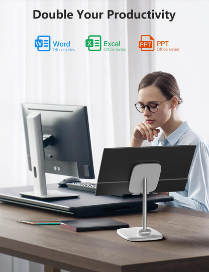 Portable Monitor 15.6 Inch 1080P USB-C HDMI Ultra-Slim Travel Monitor with Kickstand, for Laptop, PC, Mac Phone, PS, Xbox, Swich IPS Ultra-Thin Zero Frame Gaming