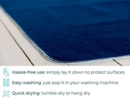 PET IMPACT Washable Puppy Pads, Dog Incontinence Pads, XL Reusable Dog Pee Pad and Puppy Training Pads, Easy Wash and Dry 2-Pad Box (Midnight Blue, 35"x32")