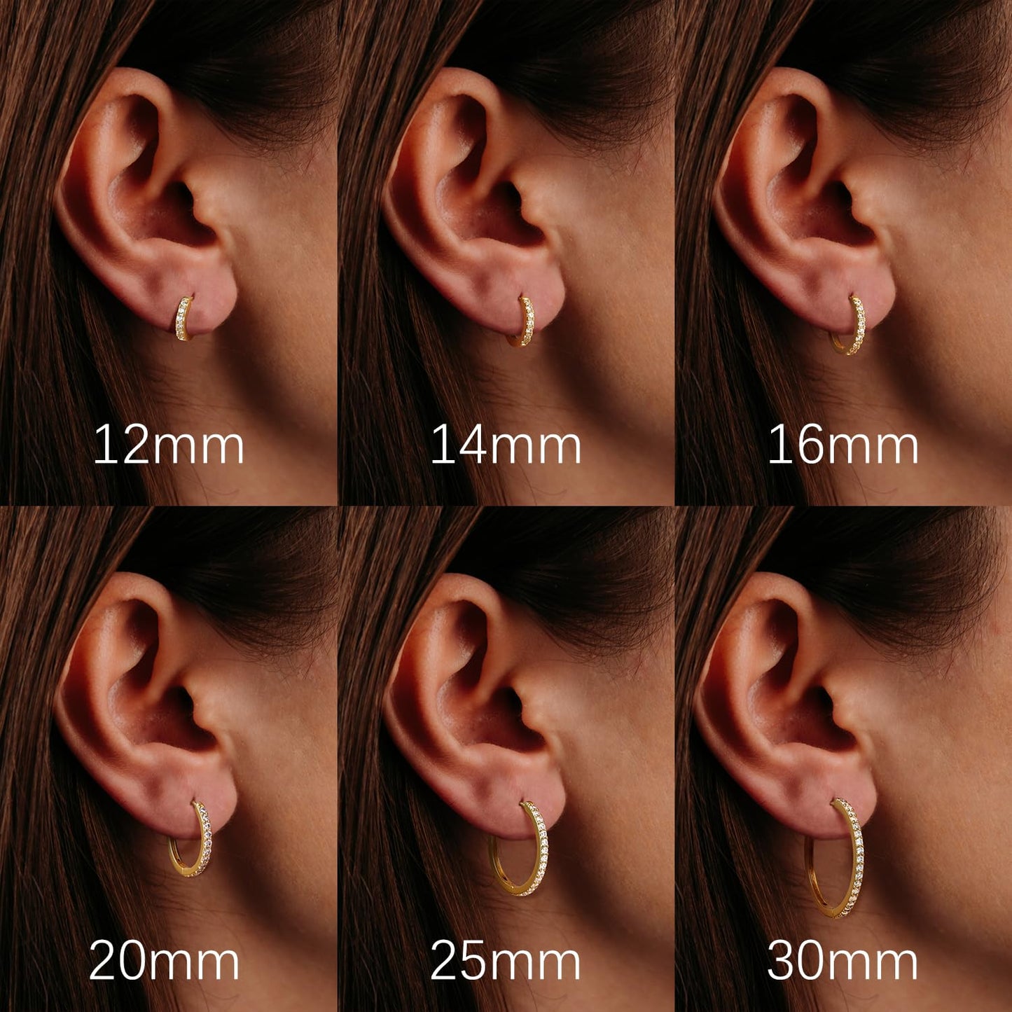 vuiikhir 14K Gold Earrings for Women 14K Gold Hoop Earrings for Women Cubic Zirconia Shining Gold Hoops Earring for Womens Hoop Lightweight Hoops Earring for Womens 12/14/16/20/25/30mm (20mm)
