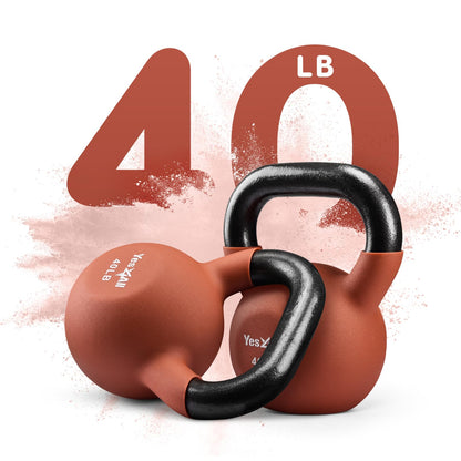 Yes4All Kettlebell, 5-65 LB Neoprene Coated Cast Iron Kettlebells, Wide Grip Handle & Flat Bottom for Swings, Squats, Deadlifts, Push Ups & Full Body Training at Home Gym - Single & Set