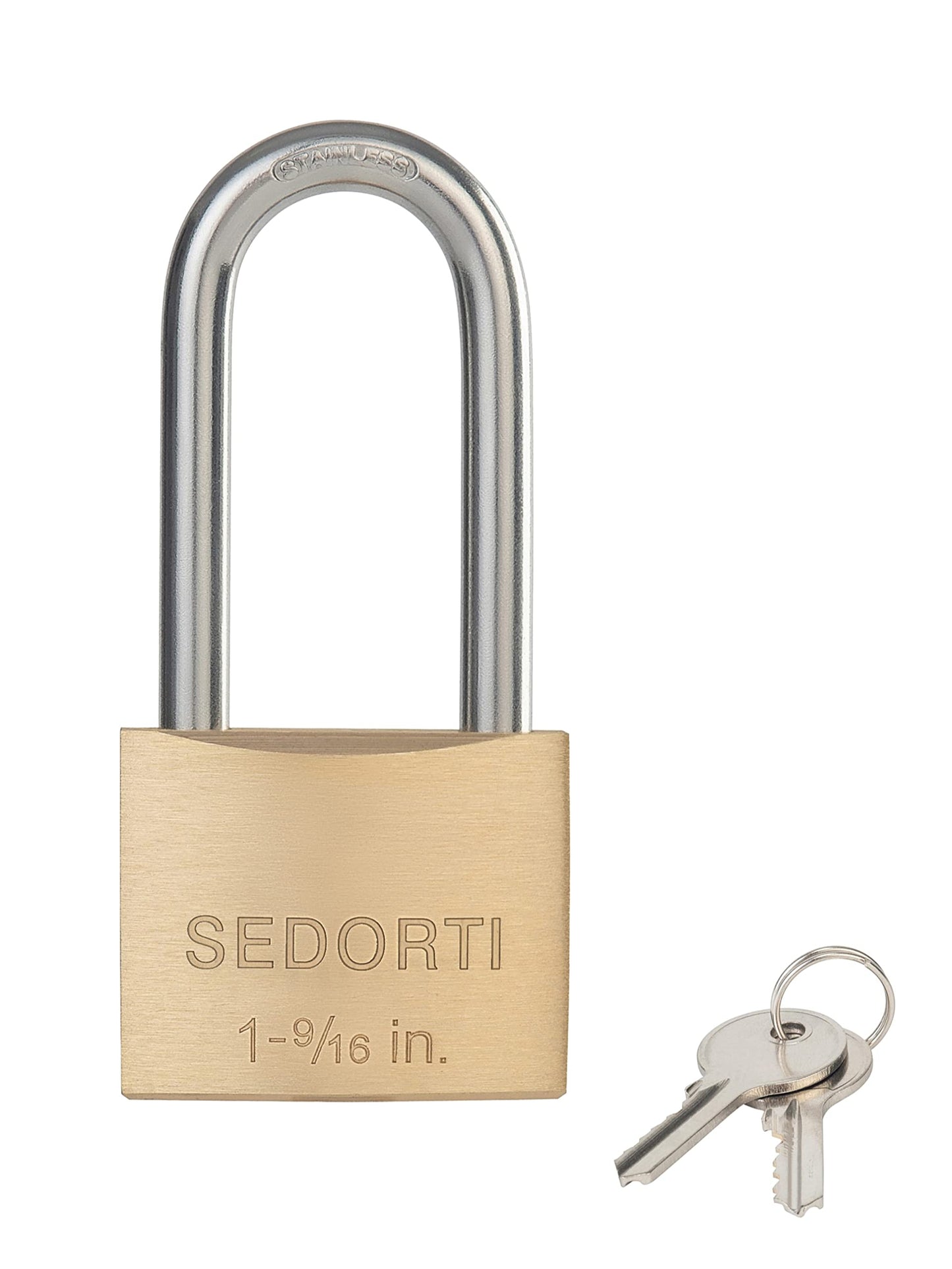 SEDORTI Outdoor Weatherproof Padlock with Stainless Steel Shackle and Solid Brass Body, Marine Grade Rustproof Long Lock for Sheds, Storage Unit School Gym Locker, Fence, Toolbox, Hasp Storage