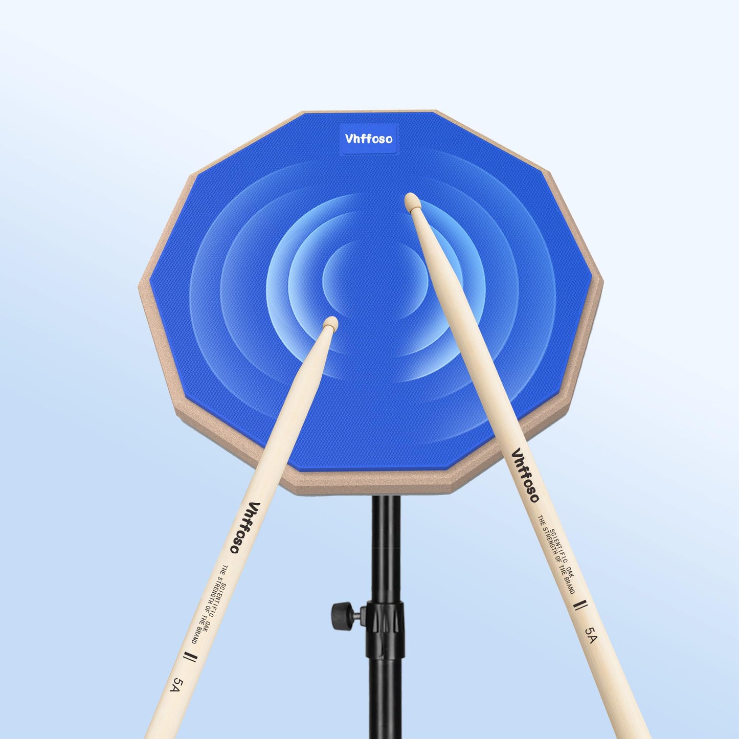 12 Inch Practice Drum Pad with Stand and Sticks, Beginner Snare Drum Pad with Drumsticks(2 pairs) and Carrying Bag, Double Sided Silent Drum Pad (Blue)