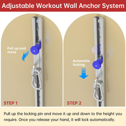 Resistance Bands Wall Anchor Exercise Equipment Platform Base 2 PCS (Length 40"), Adjustable Wall-Mounted Anchor Multi-Purpose Fitness System for Complete Full Body Strength Training