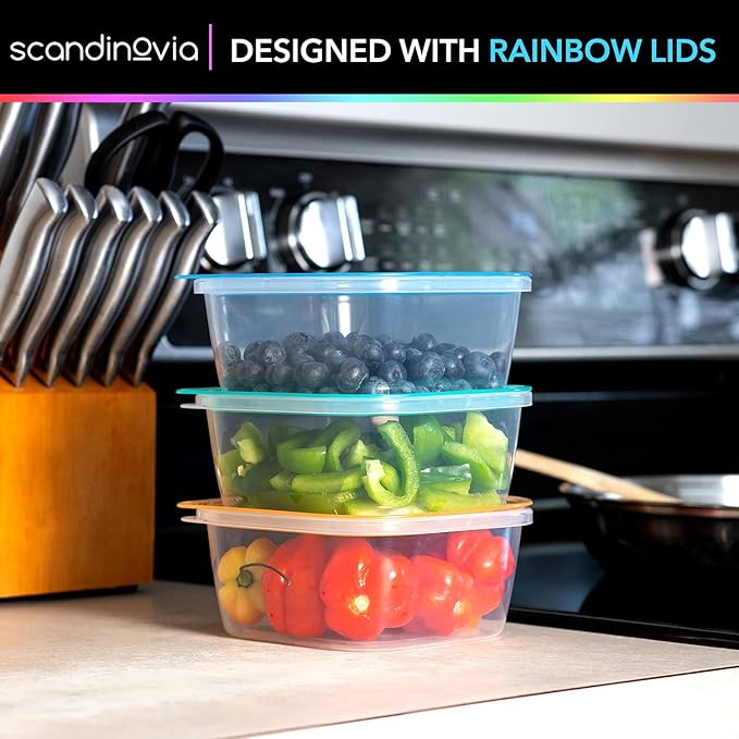 SCANDINOVIA - 25 oz Food Storage Containers - 24 sets - Dry & Hot Plastic Meal