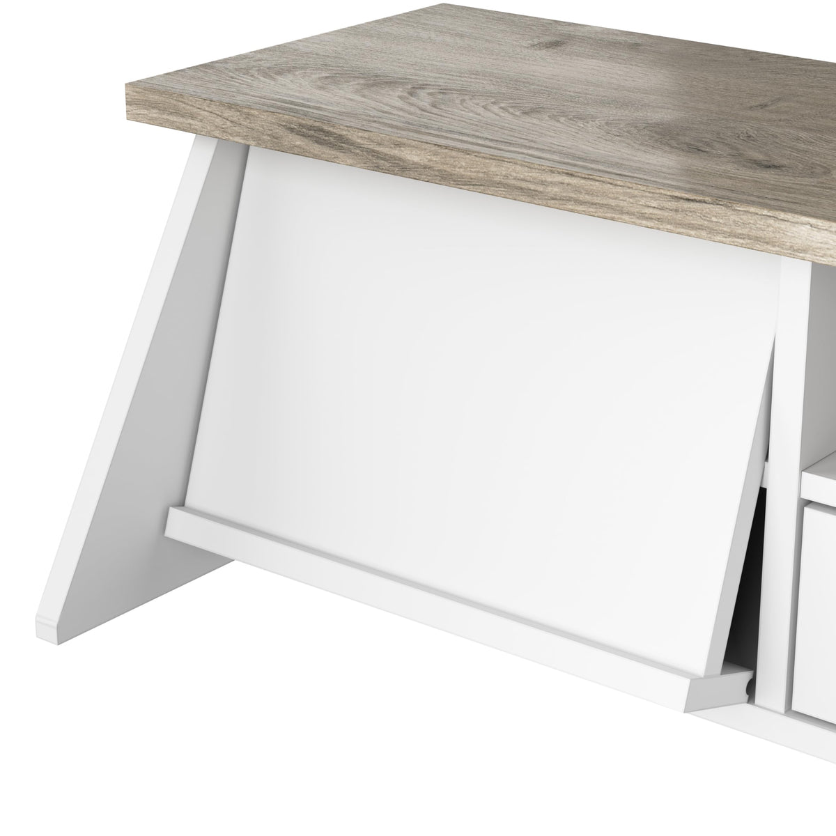 Bush Home Mayfield 60W L Shaped Computer Desk with Desktop Organizer in Pure White and Shiplap Gray