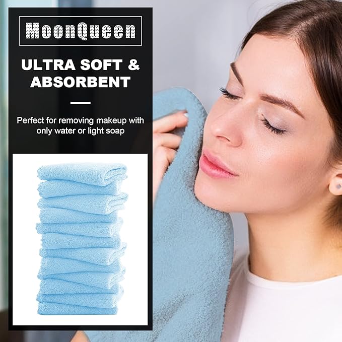 MOONQUEEN Microfiber Facial Cloths Fast Drying Washcloth 12 Pack