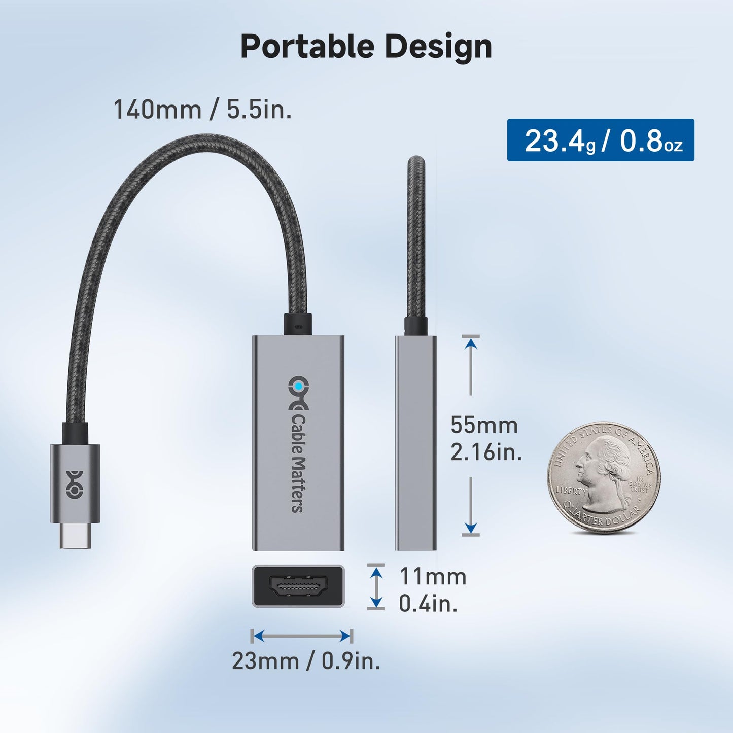 Cable Matters 48Gbps USB C to HDMI 2.1 Adapter, Supports 8K 60Hz / 4K 240Hz HDR, Thunderbolt 4 to HDMI2.1, HDMI 2.1 to USB C Adapter, Compatible with Thunderbolt 5 - Max Resolution on Mac is 4K@60Hz