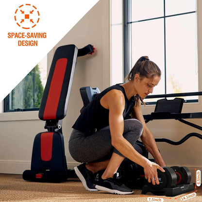 SKOK 25 lbs Pair Adjustable Dumbbells Set, Adjustable Weights Dumbbells Set for Men and Women with Anti-Slip Fast Adjust Weight by Turning Handle with Tray