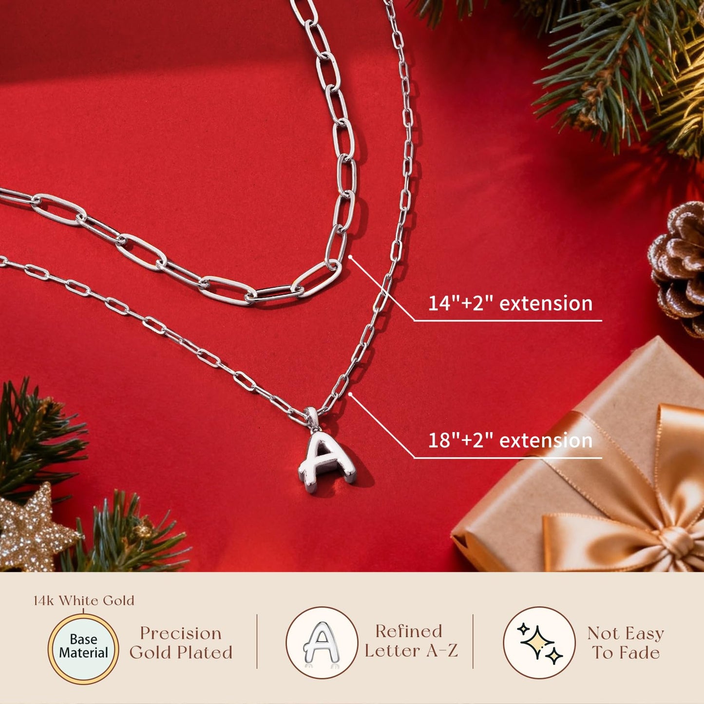 adoyi Silver Initial Necklace for Women 14k Gold Plated Layered Bubble Letter Necklaces Trendy Jewelry Chain Name P Pendant Necklace Stack Birthday Valentines Gifts