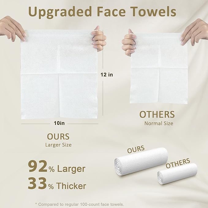 Ourmed Life Face Towels, Disposable Biodegradable Facial Towels