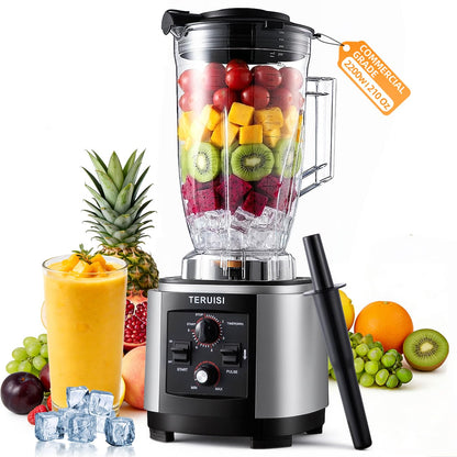 TERUISI 210 Oz / 6 L Commercial Blender, Heavy Duty Industrial Blender with Adjustable Speed & Timer Function, 2200W Countertop Blender with 23000RPM for Ice Crushing, Frozen Drinks, Milkshakes, Puree