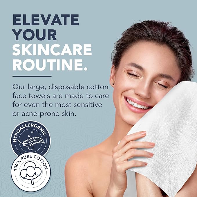 X-Large 100% Pure Cotton Face Towels – 100 Count Extra Large Disposable Wash