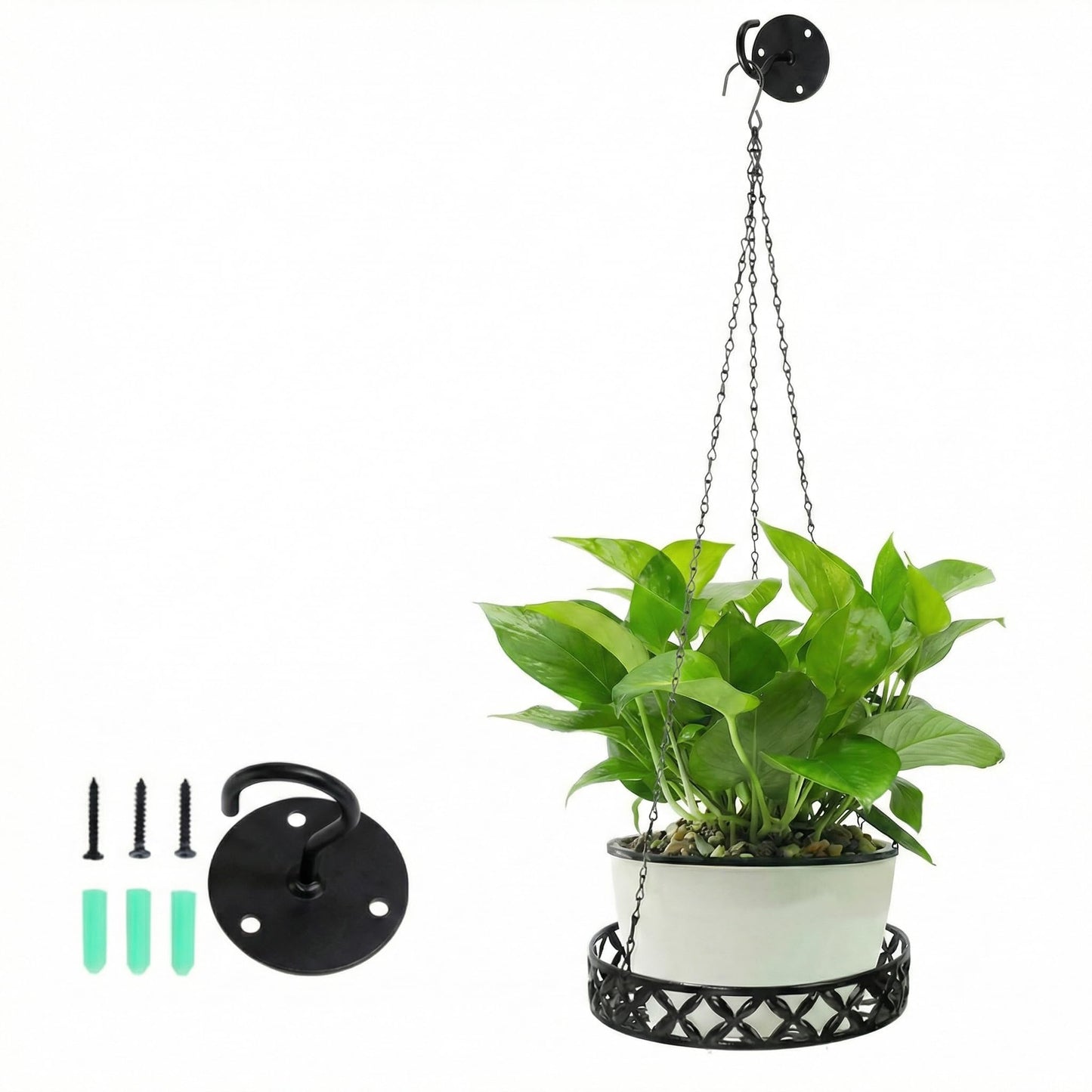 nclongshengsheng Hanging Planter with Metal Chain & Wall Hook, Stylish Indoor Outdoor Plant Hanger with 11 Inch Pot for Patio, Balcony, Porch Home Decor