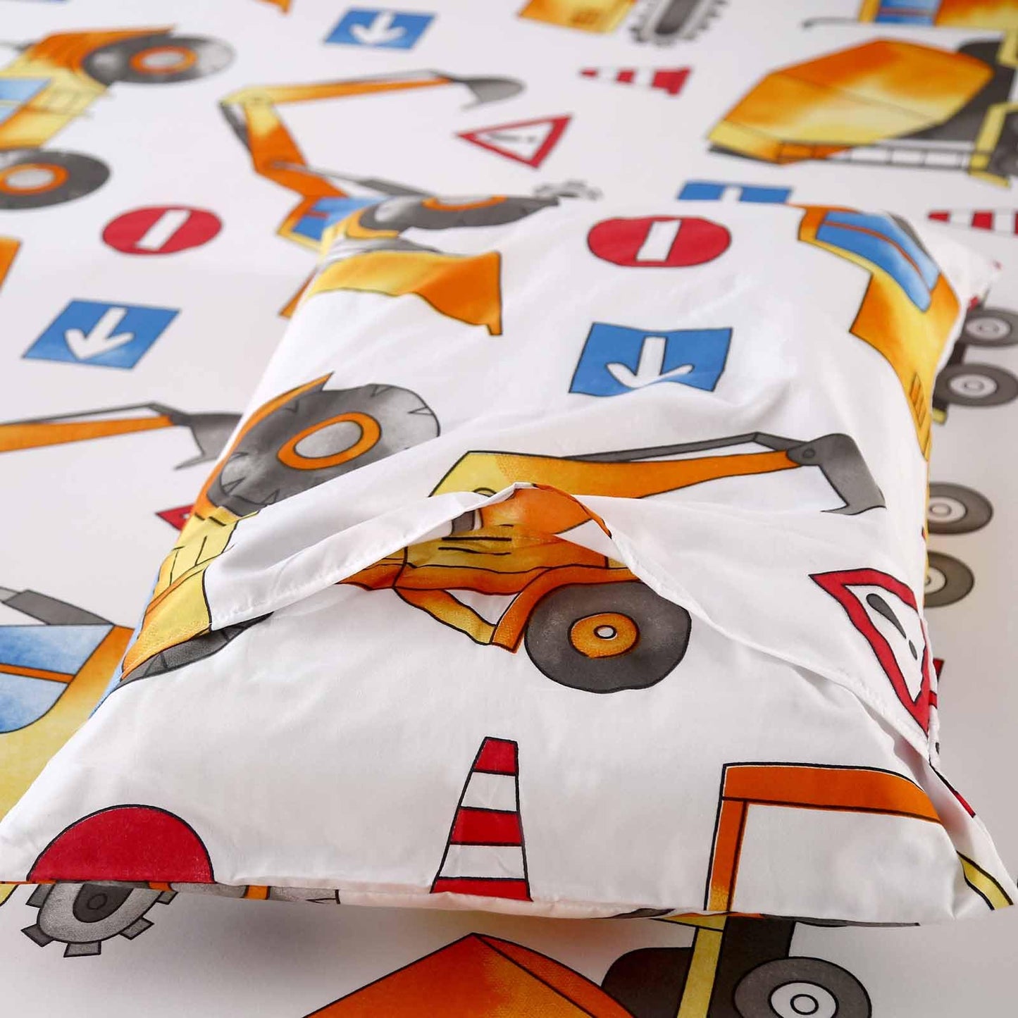 SDY 4 Pieces Tractor Sheets Full,Cozy Construction Sheets for Kids Boys Girls Teens,Car Sheet Set Included 1 FittedSheet with 14'' Deep Pocket + 1 Top FlatSheet + 2 Pillowcases