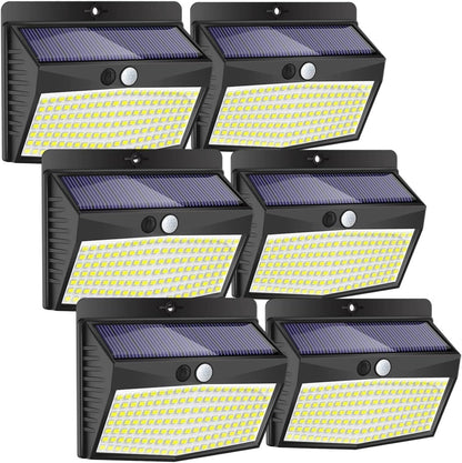 Peasur Solar Lights Outdoor Garden, 168LED 6 Pack Solar Powered Security Lights Motion Sensor with 3 Modes, IP65 Waterproof Fence Lighting for Wall Outside Yard Porch Step Deck