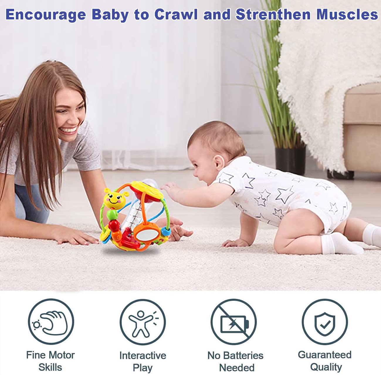 HOLA Baby Toys 0-6 Months Baby Rattle Toys Set Activity Ball, Baby Toys 6 Months Plus Shaker Grab Spin Early Education Learning Sensory Toy, Gift for 3 6 9 12 Months Newborn Babies Toddler Boys Girls