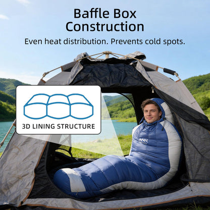 HLITMOUT Down Sleeping Bag with Pillow, 0°F 20°F 32°F Regular and XL Compact Lightweight Sleeping Bag for Adults,Teens Backpacking,Camping and Hiking Outdoor (Blue, Regular 20°F)